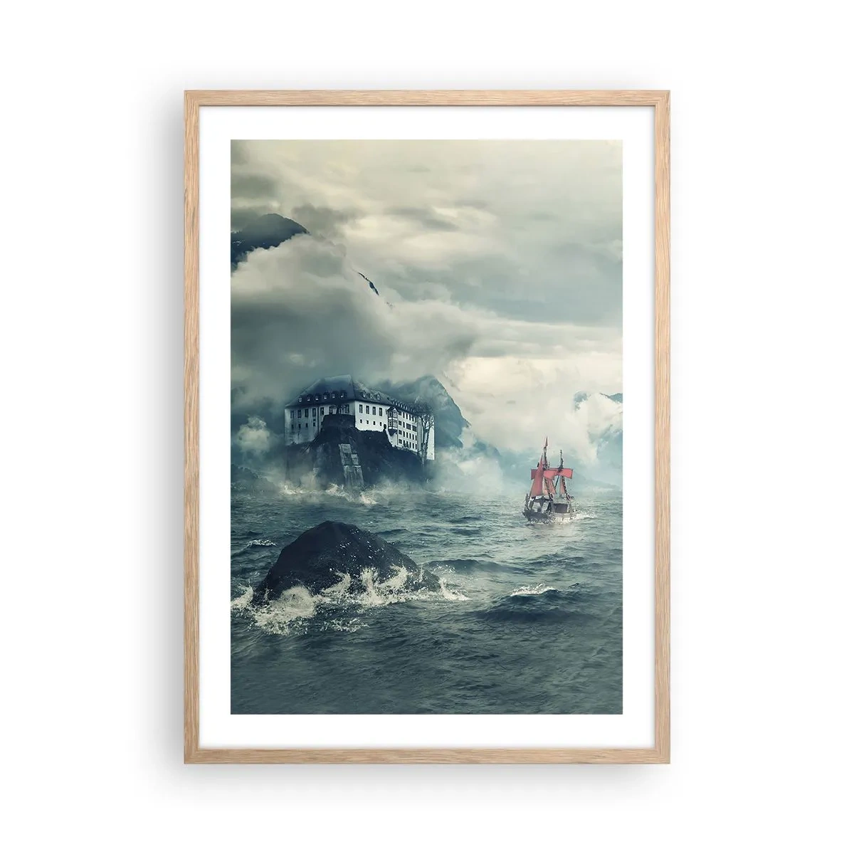 Plagát v ráme zo svetlého duba - V kúzelných vodách - 50x70 cm