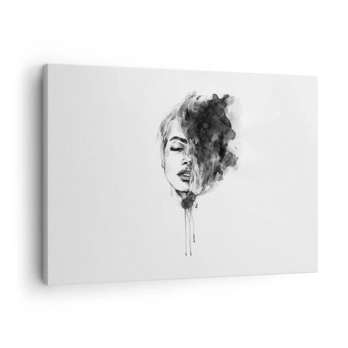 Obraz na plátne - Umelecký portrét ženy v akvarelovej technike s abstraktnými detailmi - 70x50cm - O čom sníva dievča - Moderná nástenná dekorácia do obývacej izby a spálne ARTTOR