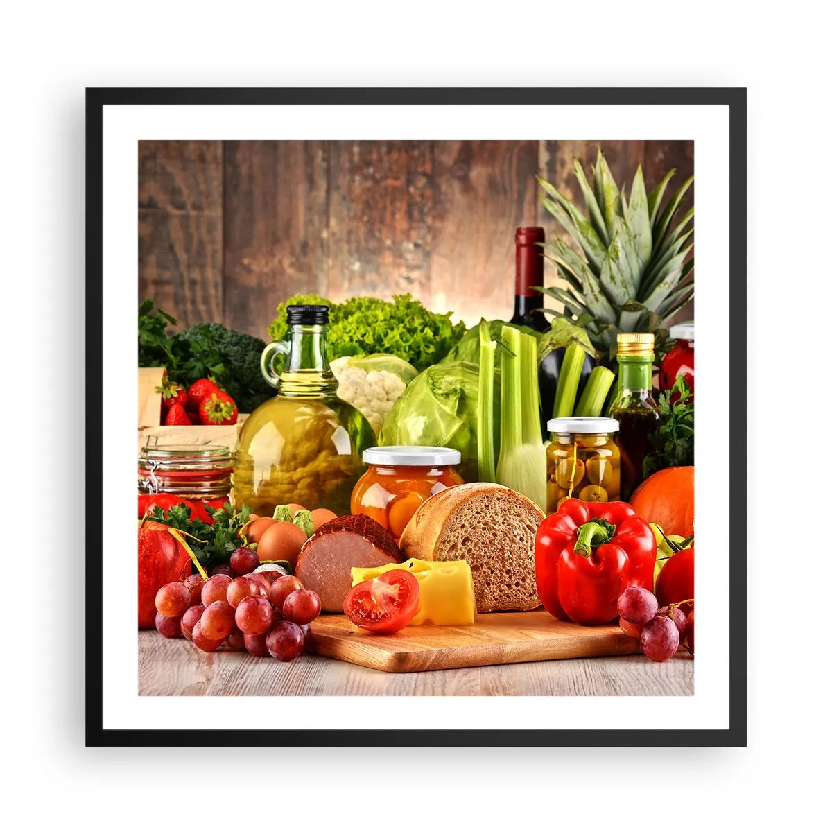 Plagát v čiernom ráme - Údené, pečené, marinované - 60x60 cm