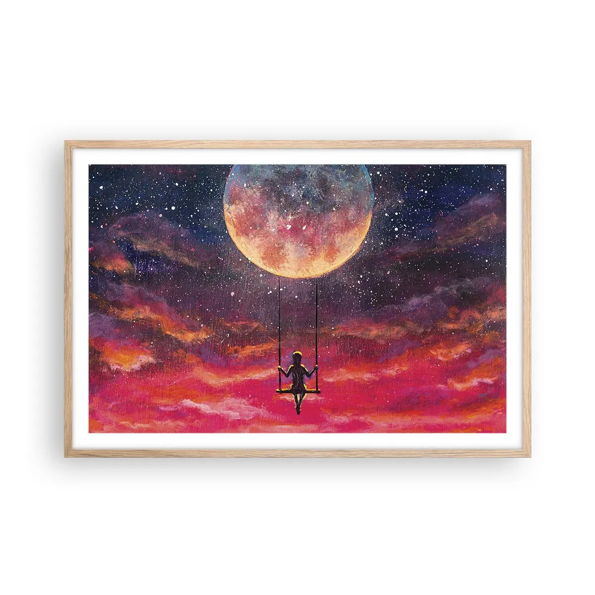 Plagát v ráme zo svetlého duba - Stavať si vzdušné zámky - 91x61 cm