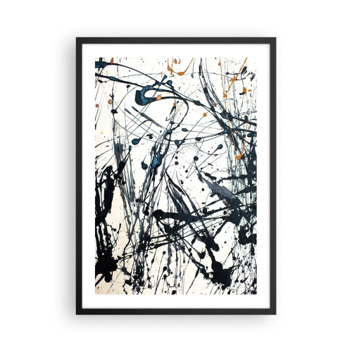 Plagát v čiernom ráme - Expresívna abstrakcia v štýle gestickej maľby - 50x70cm - Expresionistická abstrakcia - Moderná nástenná dekorácia do obývacej izby a spálne ARTTOR