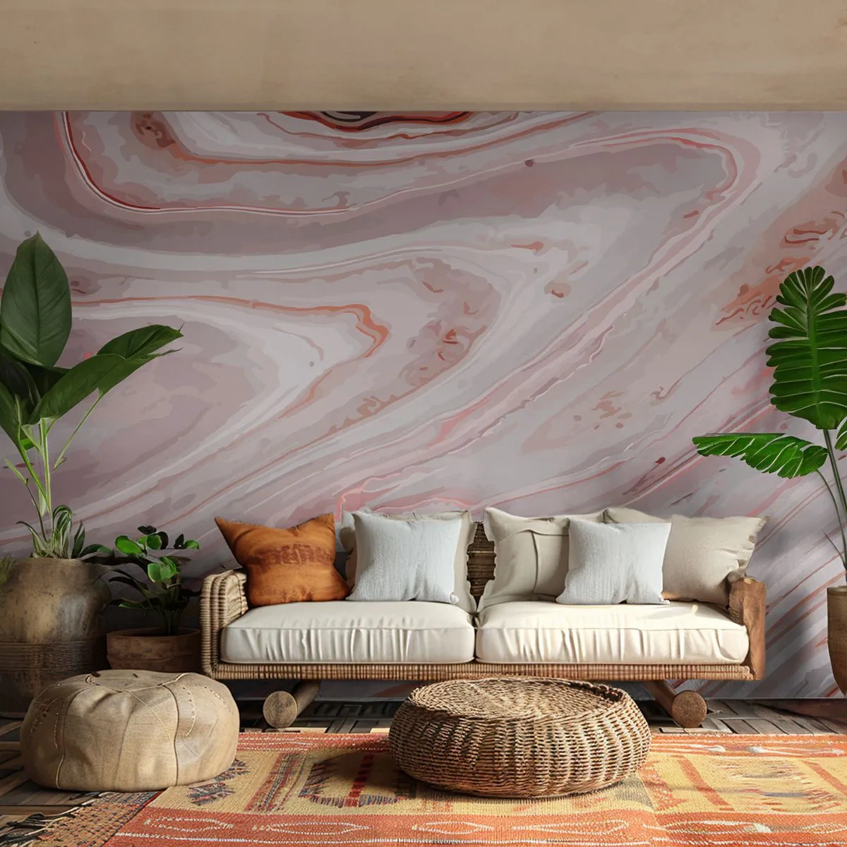 Fototapeta Premium Sand - Tekutá ružová - Abstrakcia, Kus, Moderný vzor - 250x175 cm