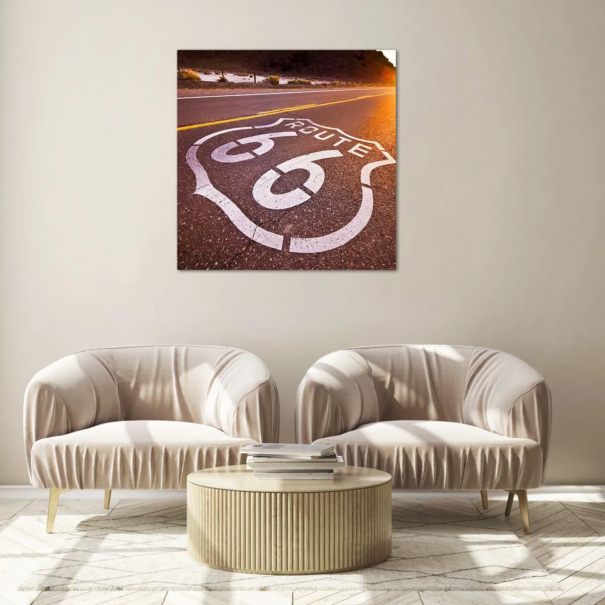 Obraz na skle - Slávna cesta 66 - 70x70 cm