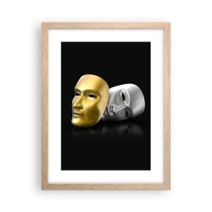 Plagát v ráme zo svetlého duba - Život je divadlo - 30x40 cm