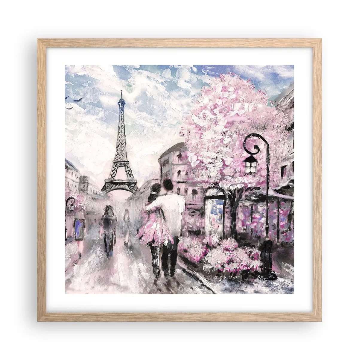 Plagát v ráme zo svetlého duba - Keď sa zamilovať, tak len v… - 50x50 cm