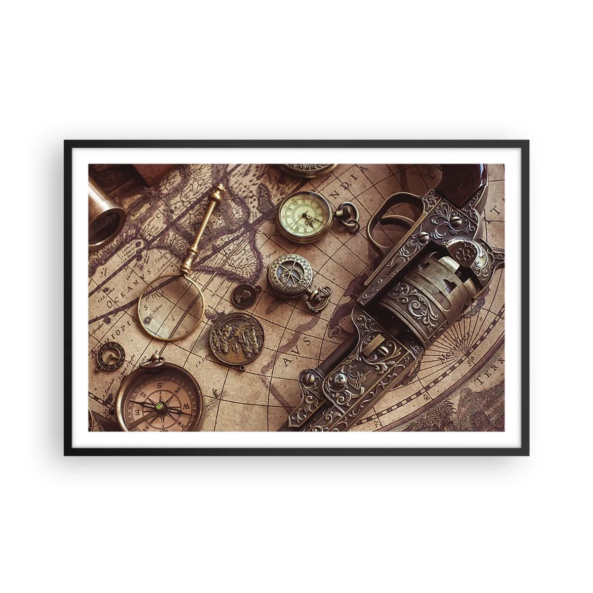 Plagát v čiernom ráme - Dobrodružstvo volá - 91x61 cm