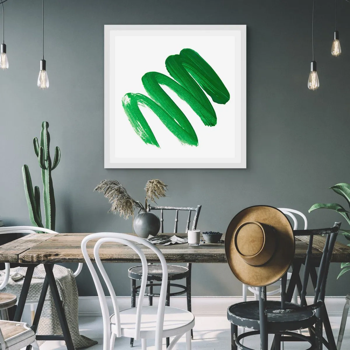 Plagát v bielom ráme - Zelený žart - 60x60 cm