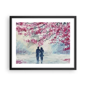Plagát v čiernom ráme - Romantická prechádzka - 50x40 cm