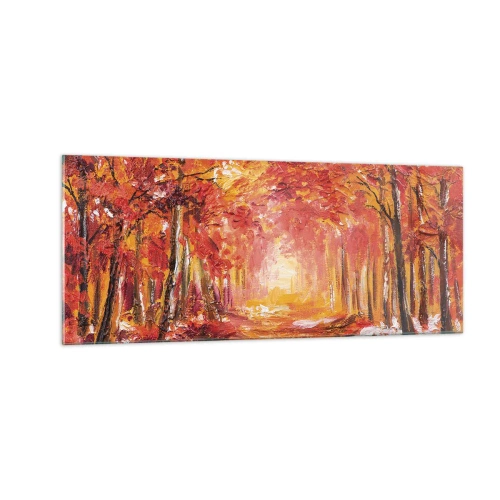 Obraz na skle - Medený les - 100x40 cm