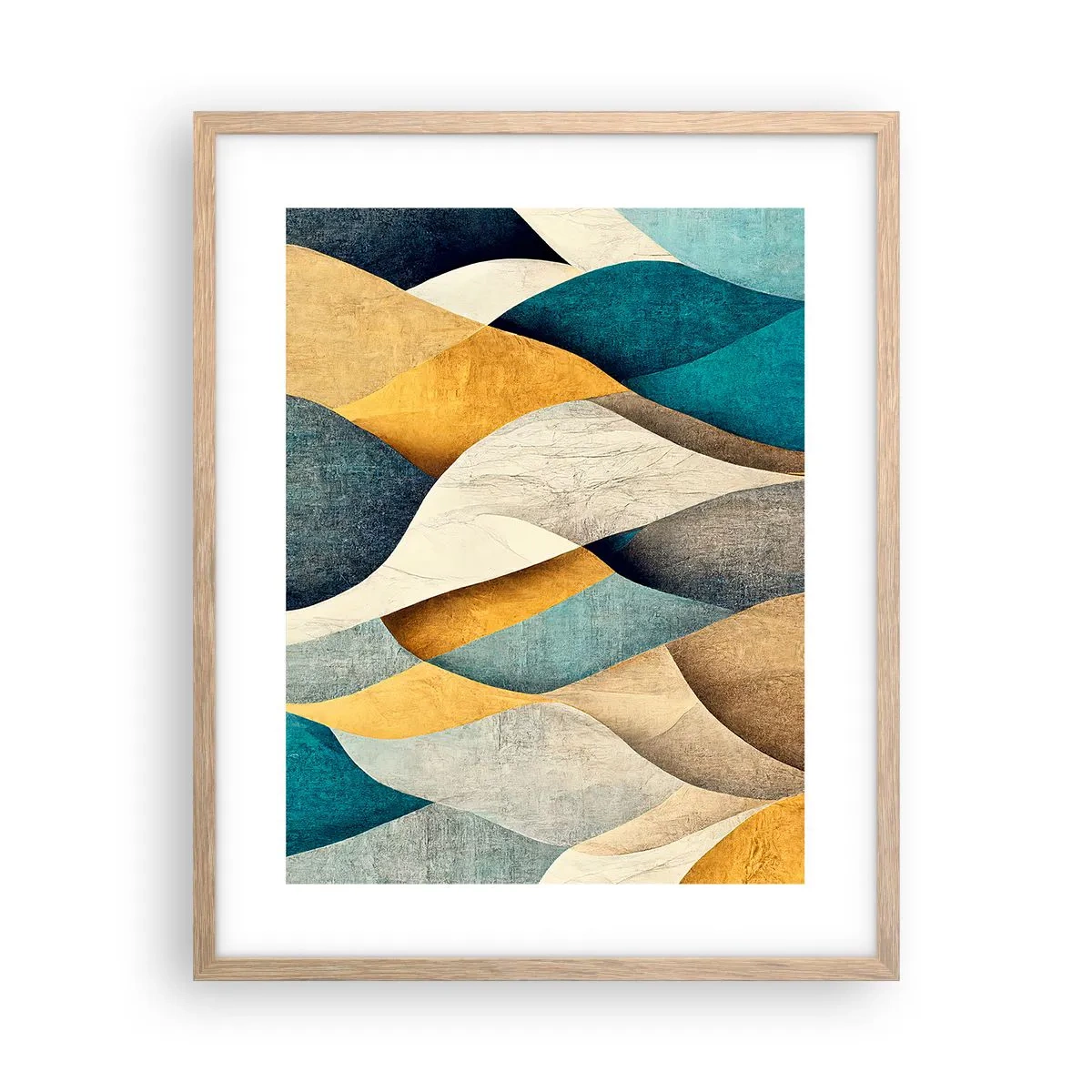 Plagát v ráme zo svetlého duba - Rytmus a vlnenie - 40x50 cm