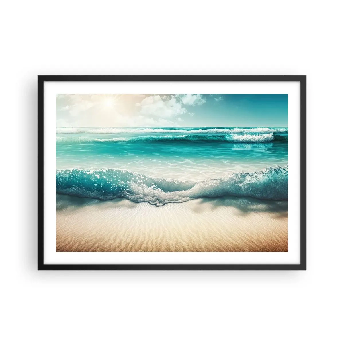 Plagát v čiernom ráme - Kľud oceánu - 70x50 cm