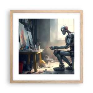 Plagát v ráme zo svetlého duba - Akt stvorenia - 40x40 cm