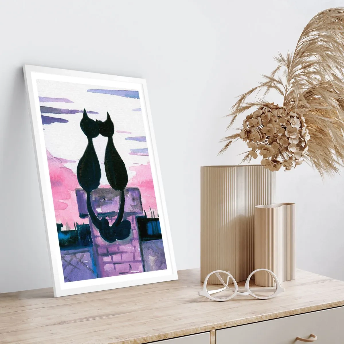 Plagát v bielom ráme - Rendez-vous pod mesiacom - 50x70 cm