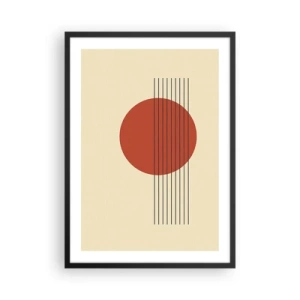 Plagát v čiernom ráme - Geometrická kompozícia s červeným kruhom - 50x70cm - Stále dookola - Moderná nástenná dekorácia do obývacej izby a spálne ARTTOR