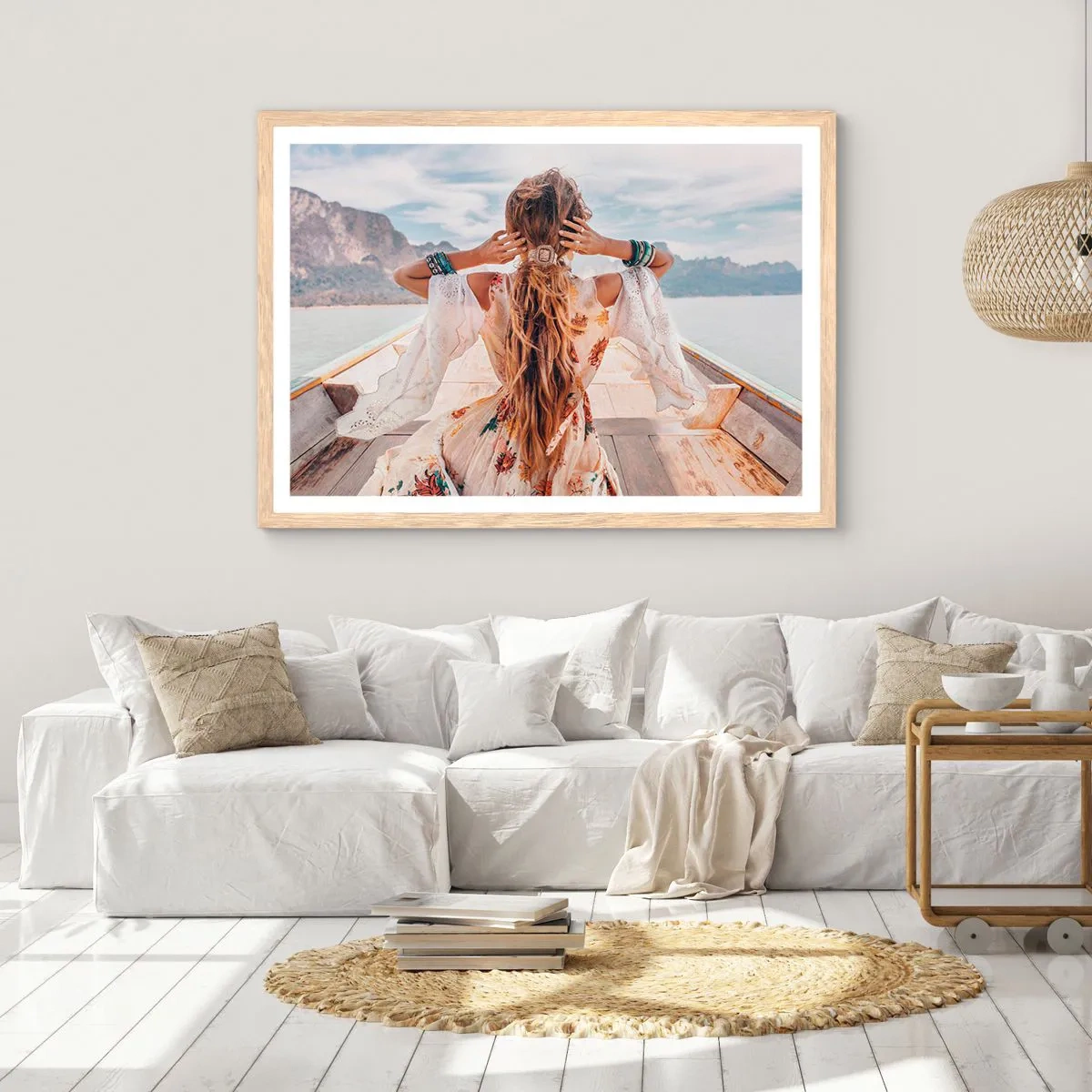 Plagát v ráme zo svetlého duba - Na ceste ku šťastiu - 70x50 cm