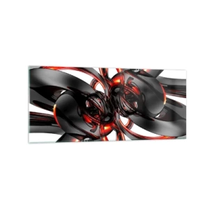 Obraz na skle - Pohyb v grafitovej a červenej - 120x50 cm