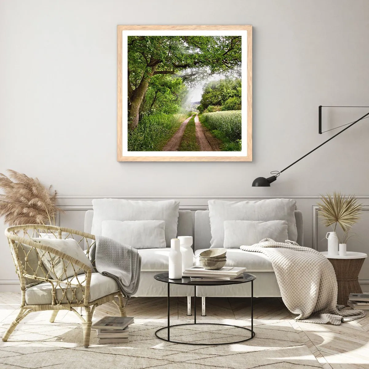 Plagát v ráme zo svetlého duba - Et in Arcadia ego - 40x40 cm