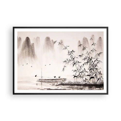 Plagát v čiernom ráme - Pokoj ryžových polí - 100x70 cm