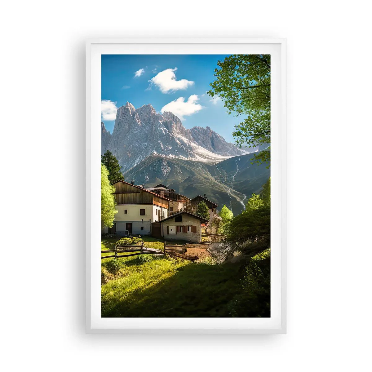 Plagát v bielom ráme - Alpská idyla - 61x91 cm
