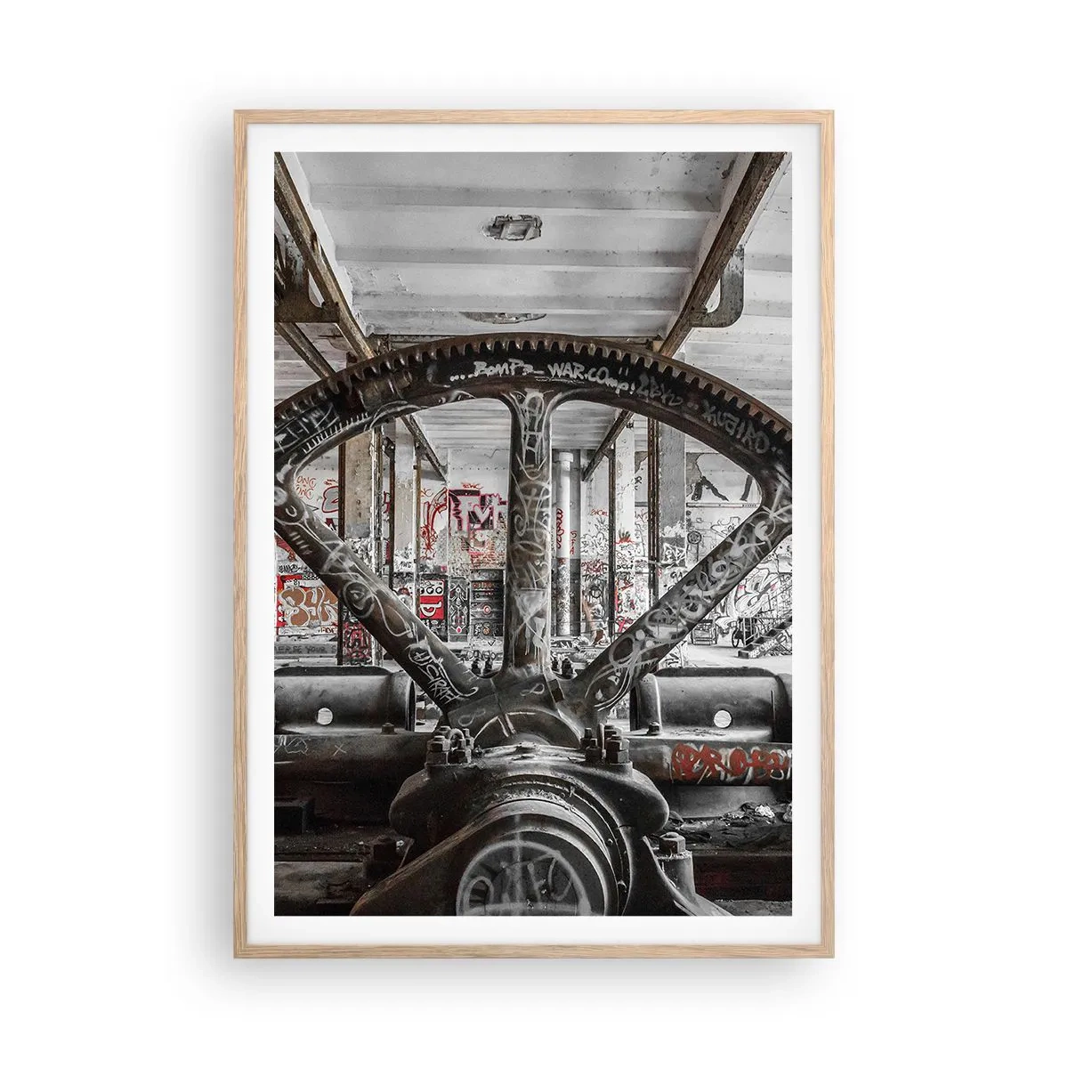 Plagát v ráme zo svetlého duba - Tajný život továrne - 70x100 cm