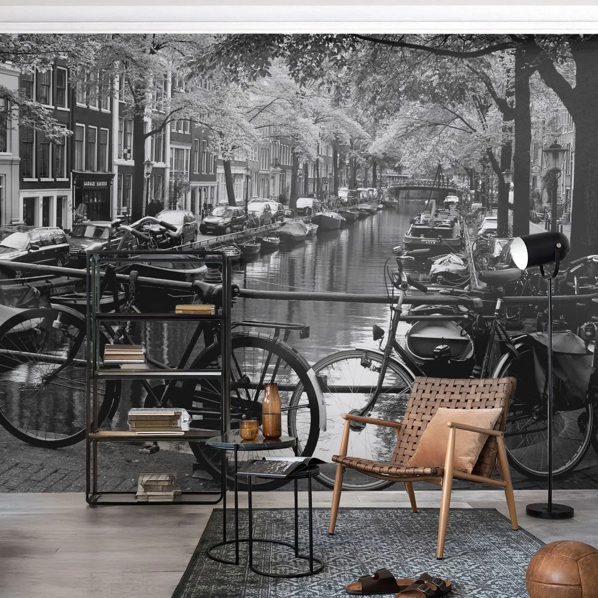 Samolepiaca Fototapeta Deluxe Sticker - Veľmi holandský výhľad - Amsterdam, Bicykel, Architektúra - 400x280 cm