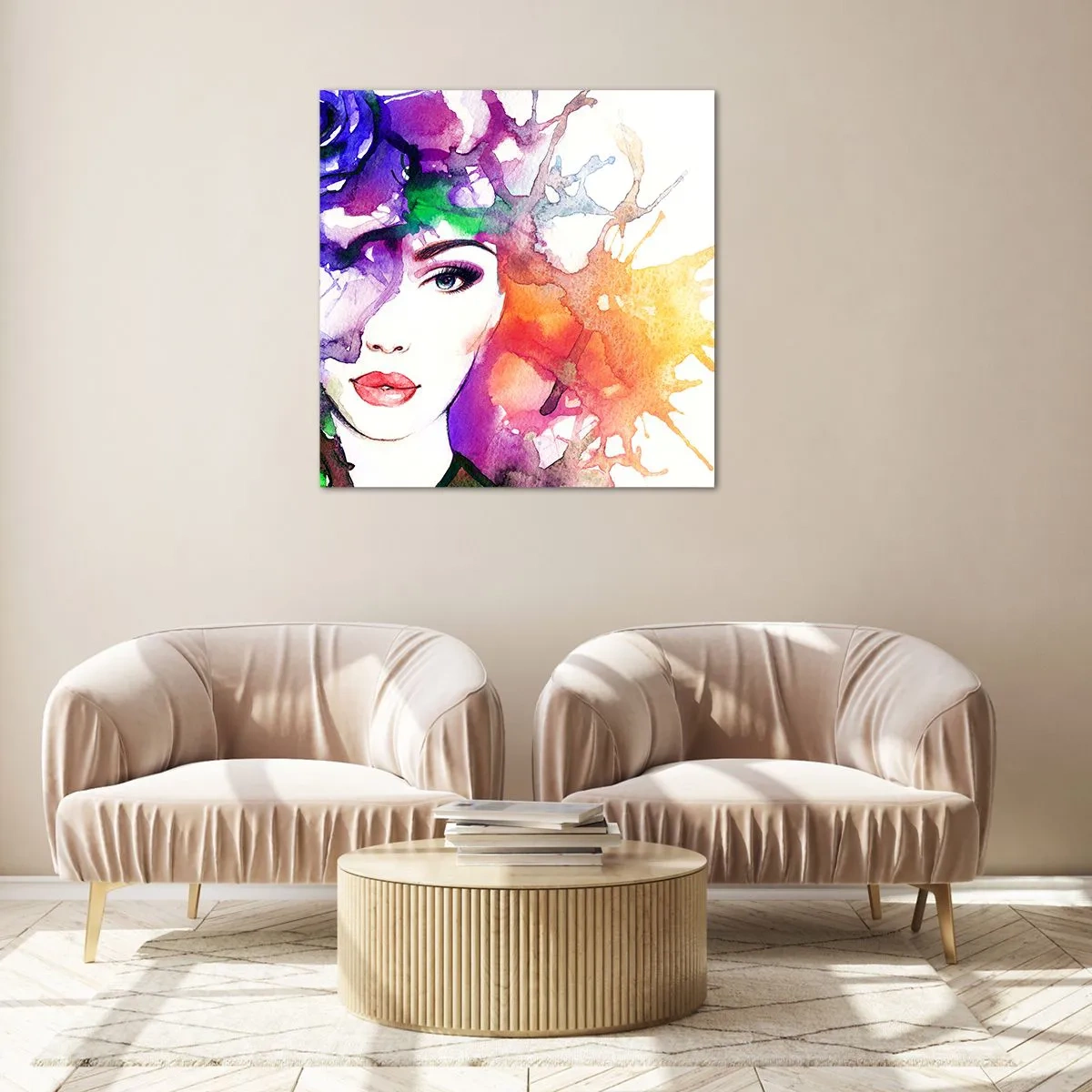 Obraz na skle - S hlavou v oblakoch - 40x40 cm