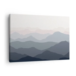 Obraz na plátne - Jemné horské vrstvy v odtieňoch sivej a modrej - 70x50cm - Vlny hôr - Moderná nástenná dekorácia do obývacej izby a spálne ARTTOR