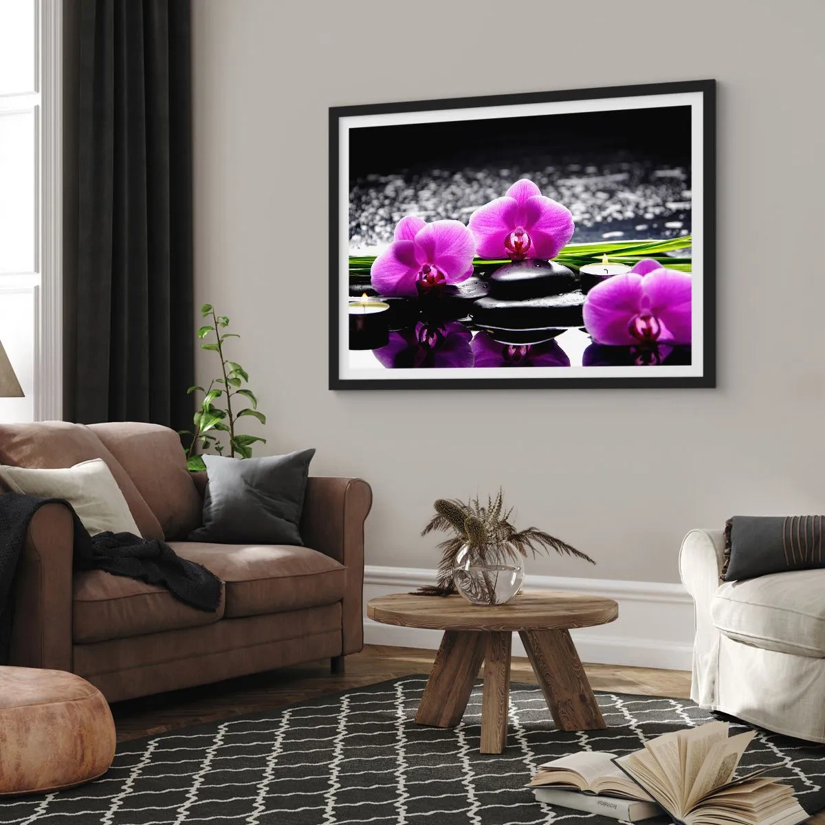 Plagát v čiernom ráme - Utopiť v tichu a pokoji - 70x50 cm