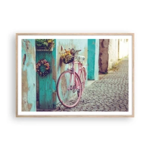 Plagát v ráme zo svetlého duba - Hneď sa vrátim - 100x70 cm