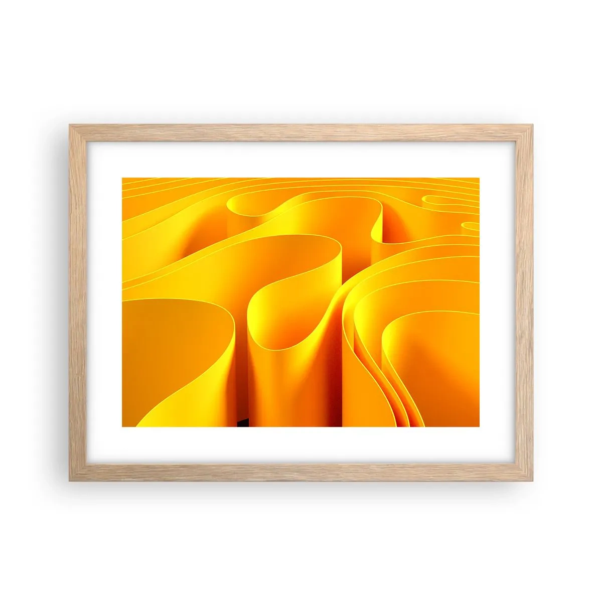 Plagát v ráme zo svetlého duba - Ako slnečné vlny - 40x30 cm