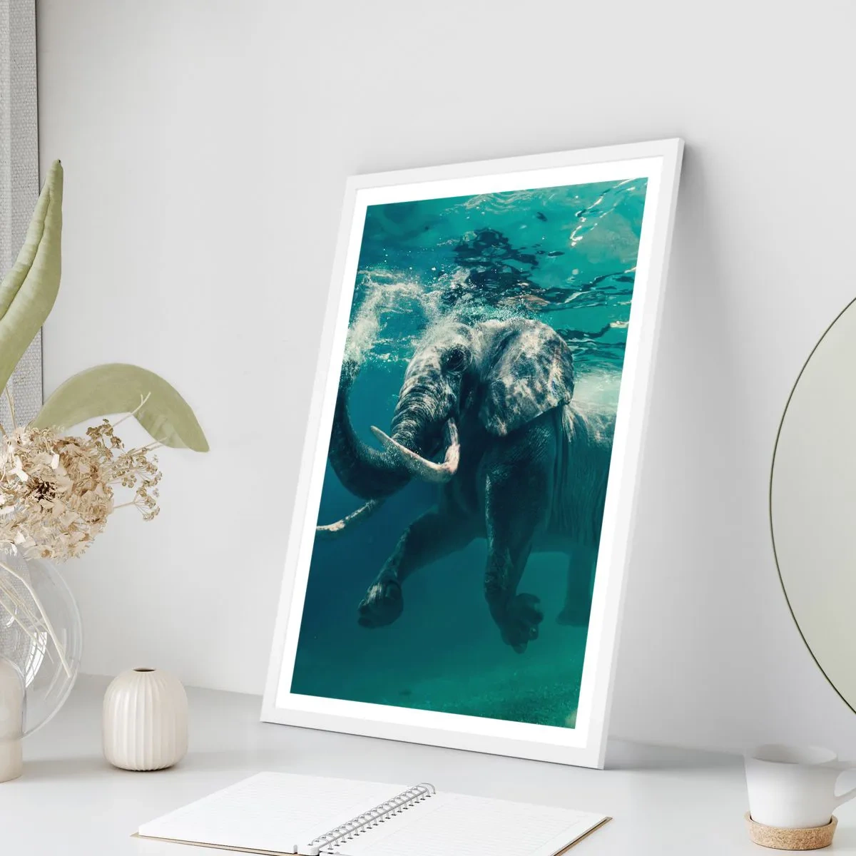 Plagát v bielom ráme - Všetci radi plávajú - 61x91 cm