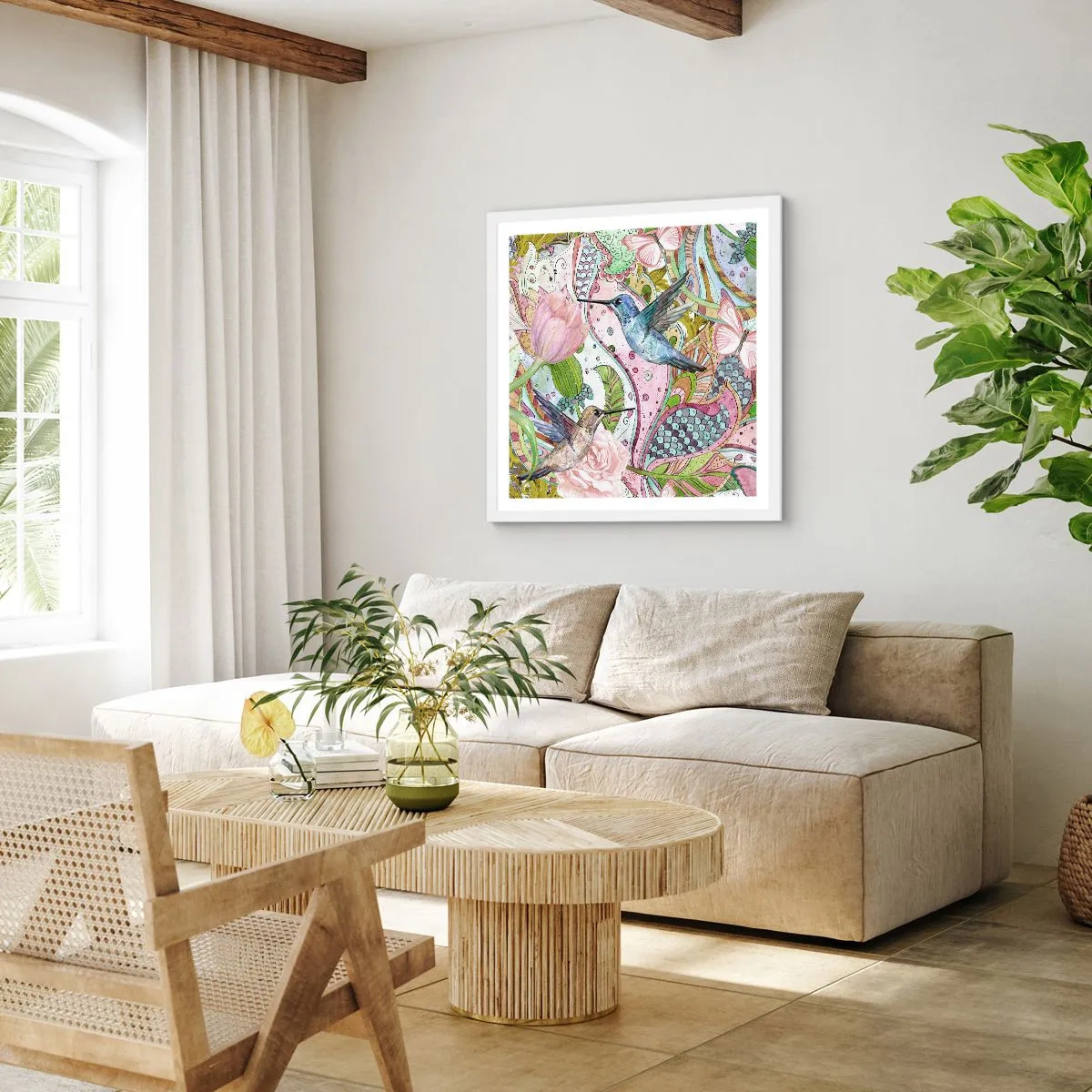Plagát v bielom ráme - Zamotané do lián - 60x60 cm
