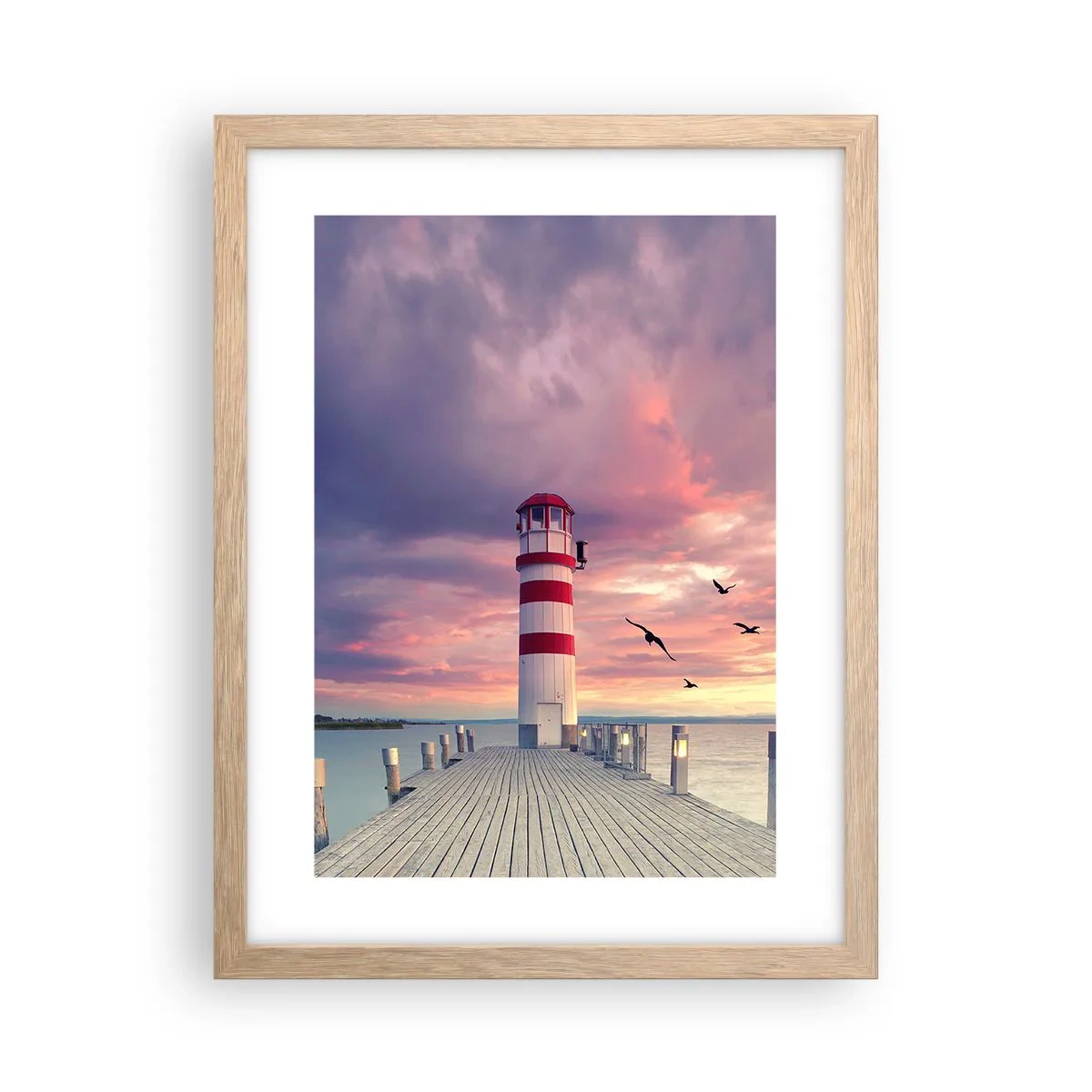 Plagát v ráme zo svetlého duba - Čas ísť do prístavu - 30x40 cm