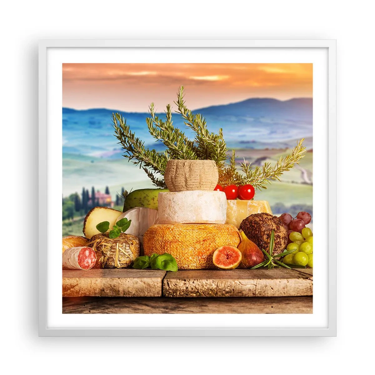 Plagát v bielom ráme - Talianska radosť zo života - 60x60 cm