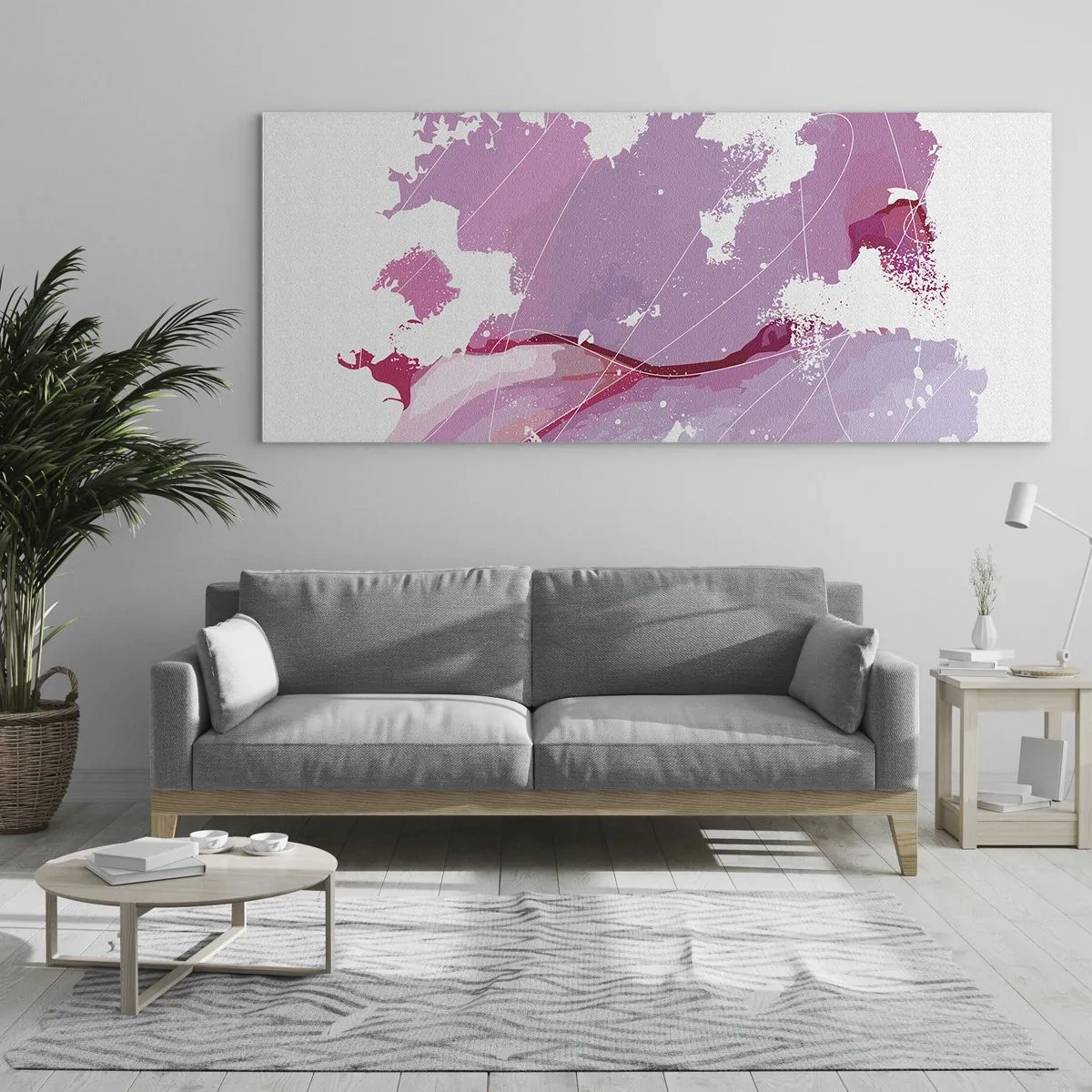 Obraz na skle - Mapa ružového sveta - 100x40 cm