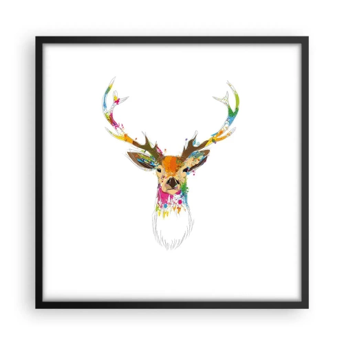Plagát v čiernom ráme - Jemné jelenča vykúpané vo farbe - 50x50 cm
