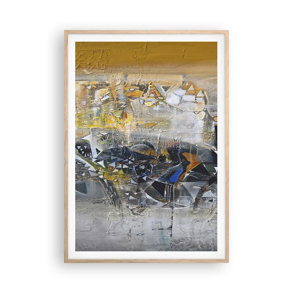 Plagát v ráme zo svetlého duba - Všetko sa podarí - 70x100 cm