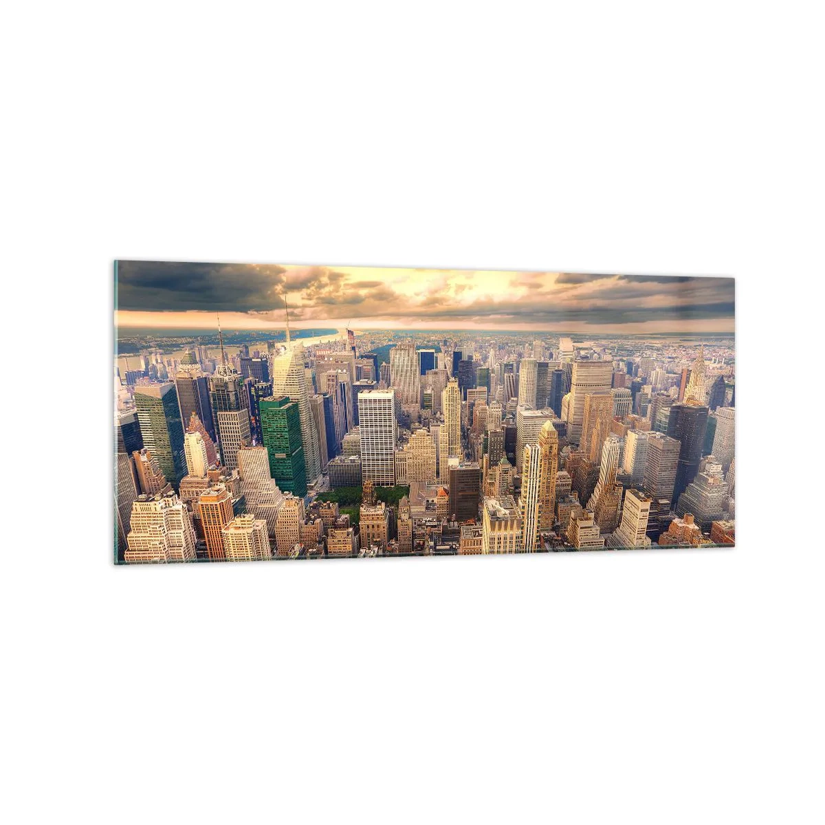 Obraz na skle - Pozlátené Metropolis - 120x50 cm