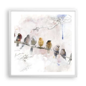 Plagát v bielom ráme - Okrídlené stretnutie - 60x60 cm