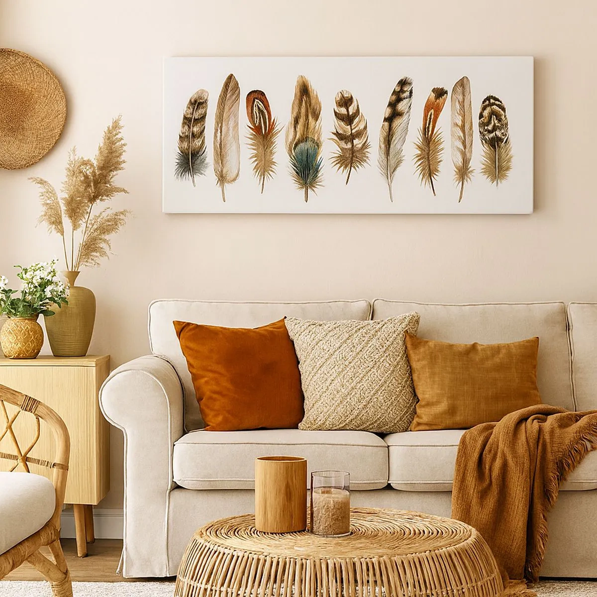 Obraz na plátne - Operená variácia - 100x40 cm