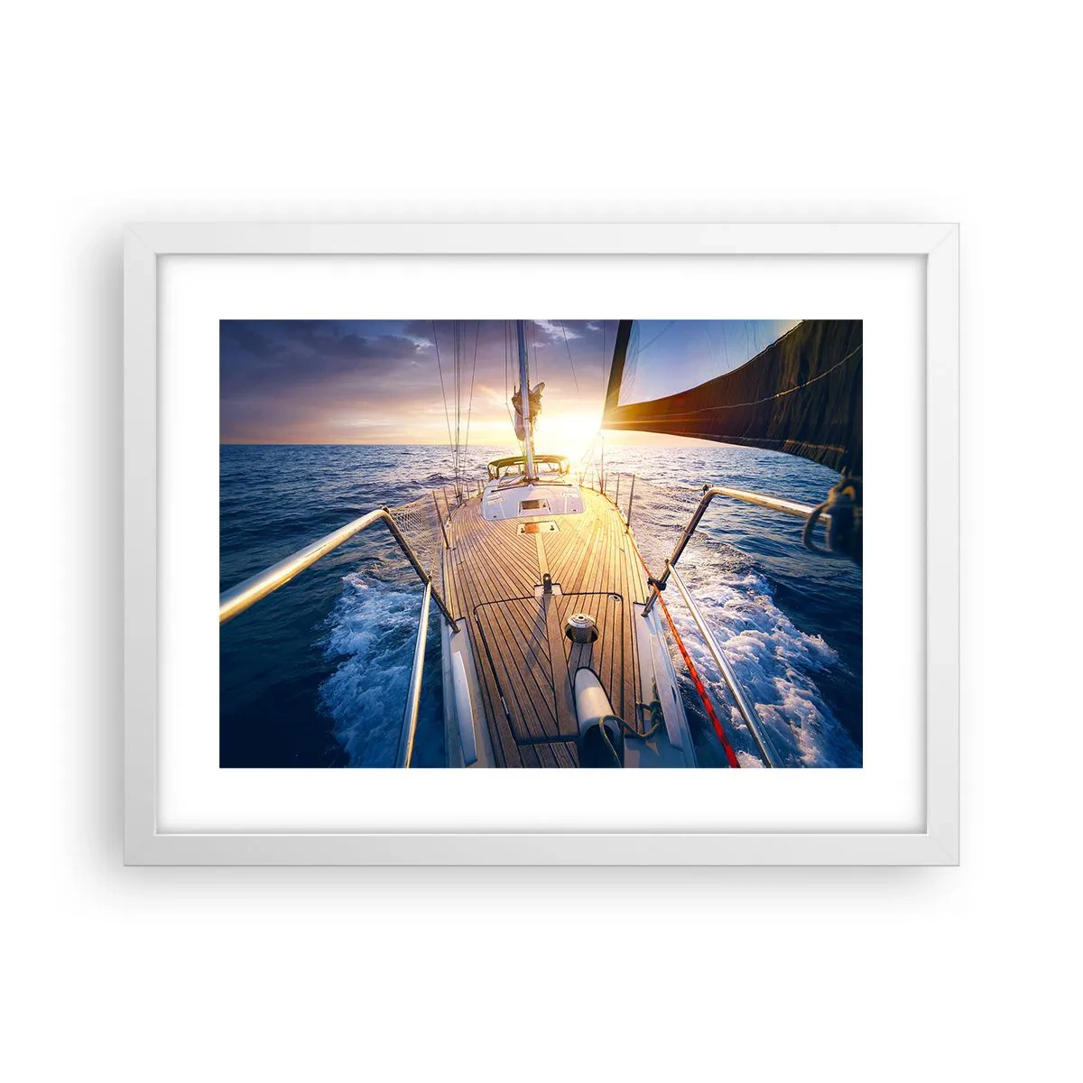 Plagát v bielom ráme - Bežiaca po vlnách - 40x30 cm