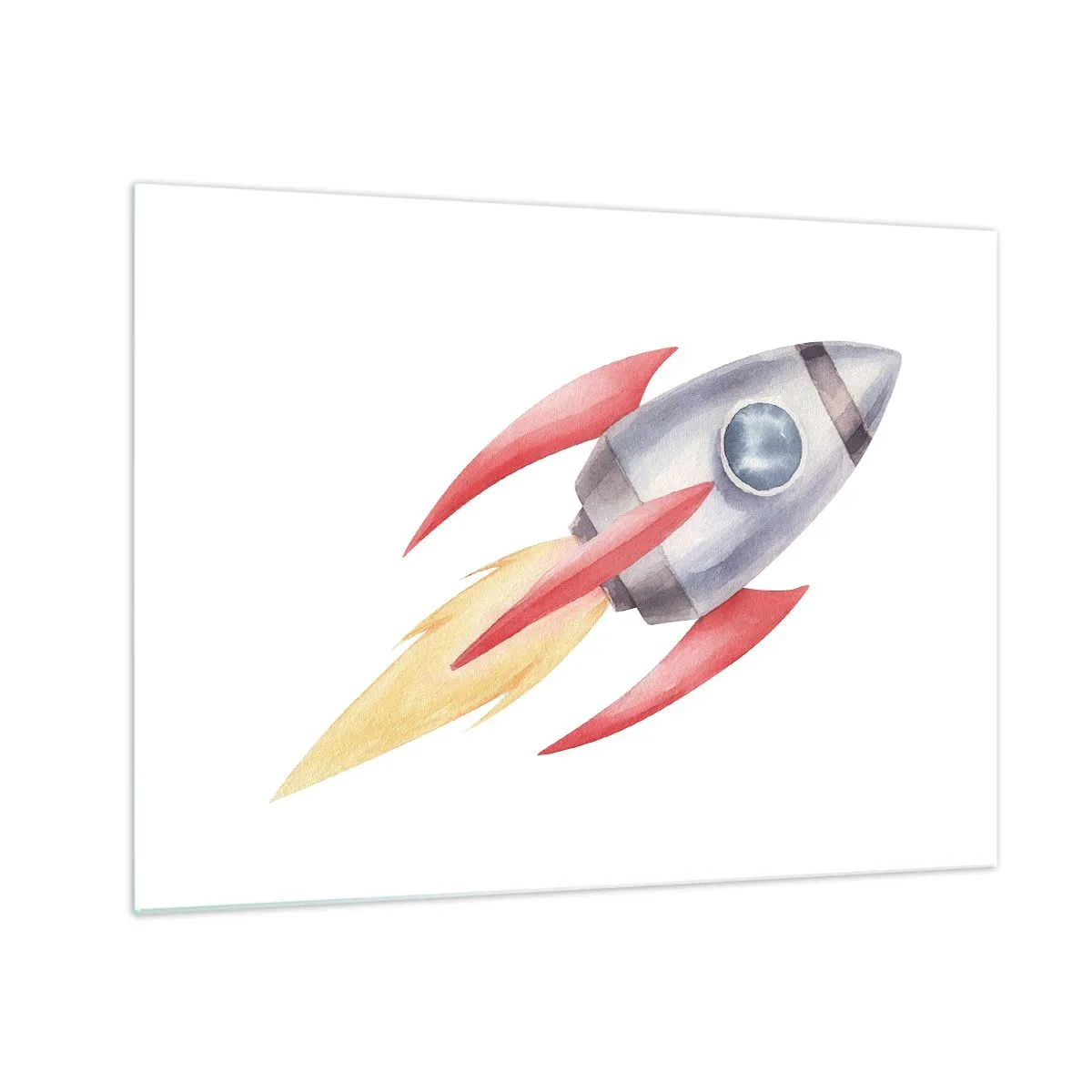 Obraz na skle - Farebná raketa letiaca cez vesmír - 70x50cm - Vyššie, rýchlejšie, ďalej - Moderná nástenná dekorácia do obývacej izby a spálne ARTTOR