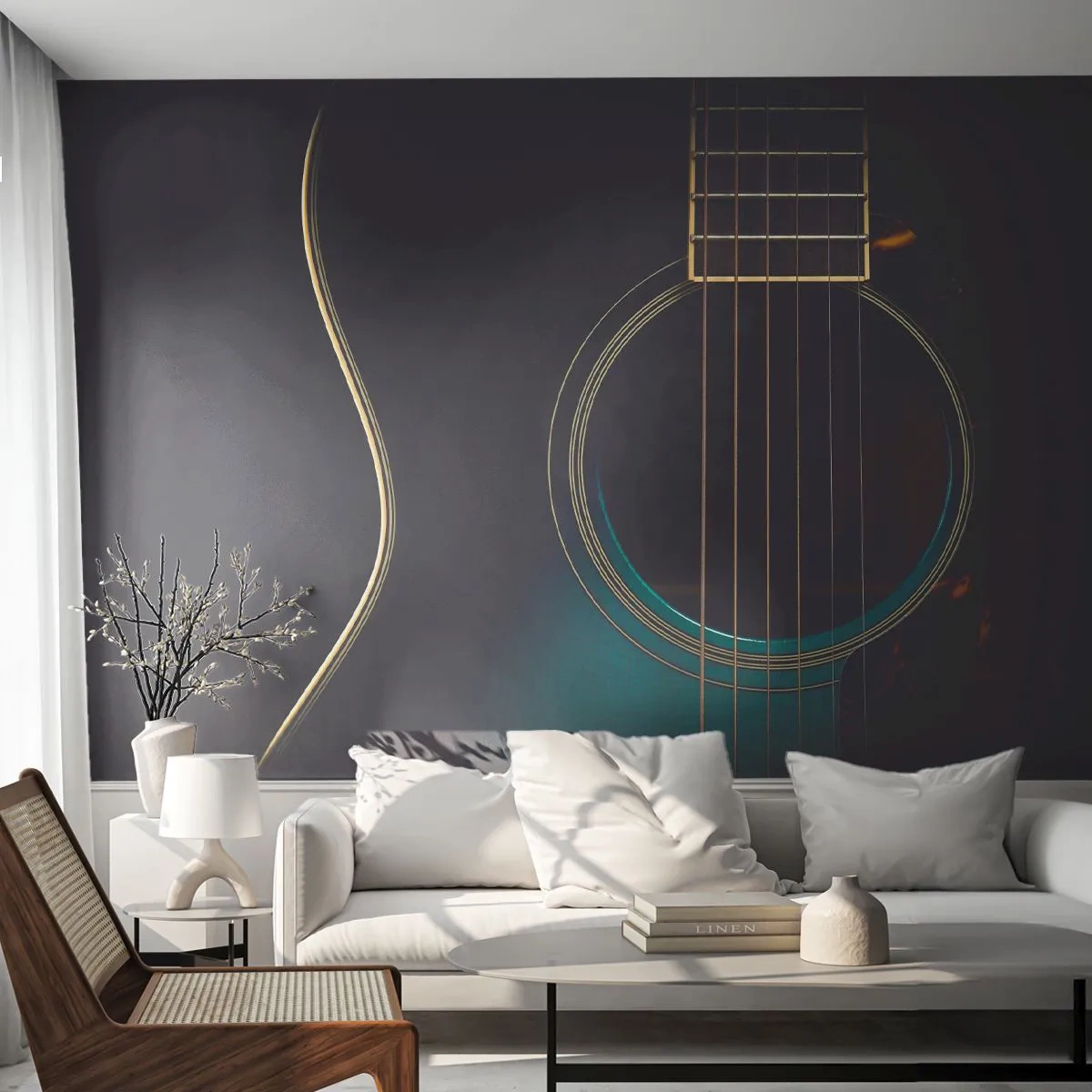 Fototapeta Premium Canvas - Okamih, než to zaznie - Gitara, Hudba, Struny - 250x175 cm