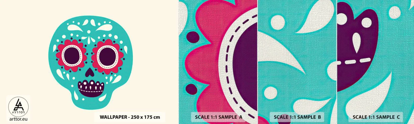 Vzorka fototapety Premium Canvas - Život – zábava až do smrti - Lebka, Mexiko, mexický - 100x30 cm