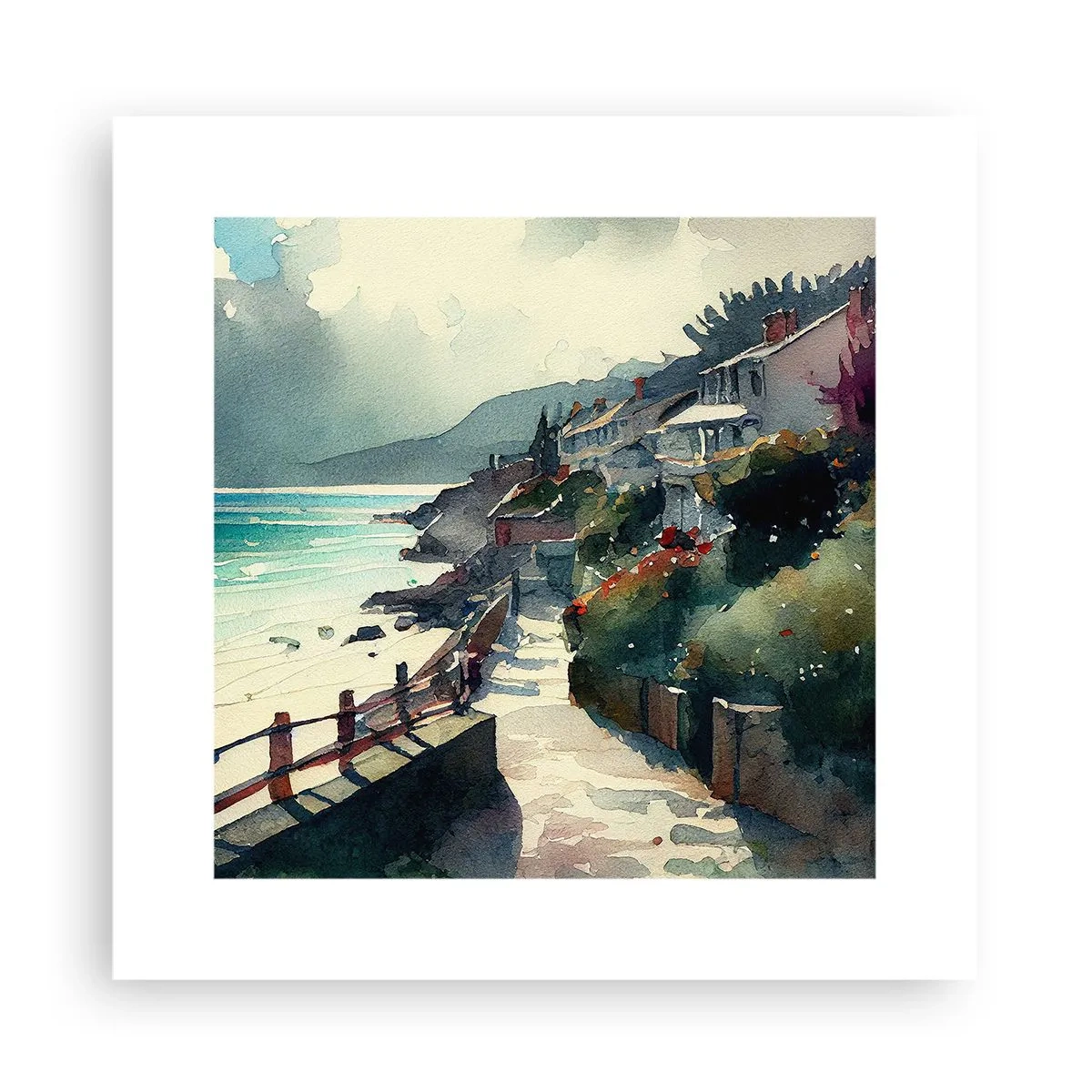 Plagát - Stredomorské mestečko - 30x30 cm