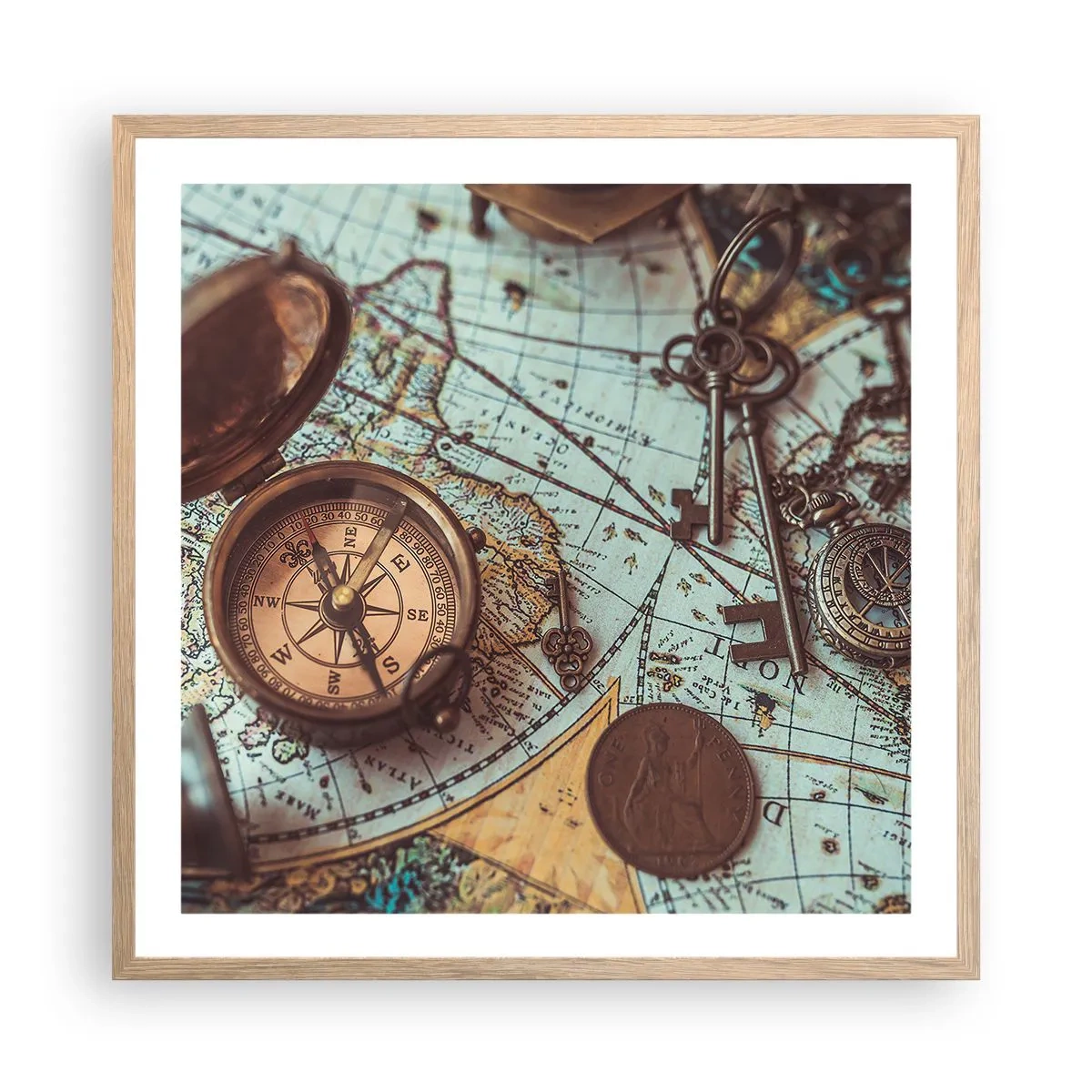 Plagát v ráme zo svetlého duba - Pre dobrodruha - 60x60 cm