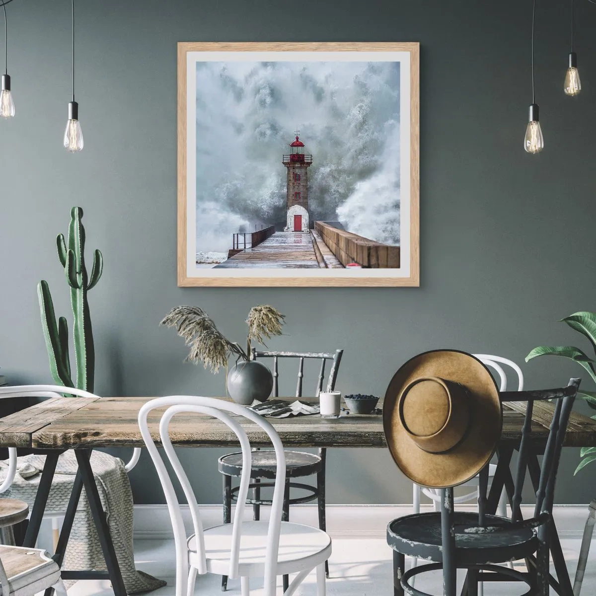 Plagát v ráme zo svetlého duba - Hukot vody, šum vetra - 50x50 cm