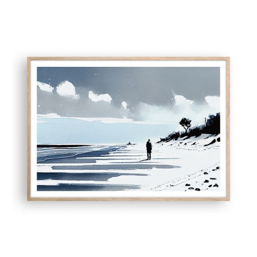 Plagát v ráme zo svetlého duba - O samote - 100x70 cm