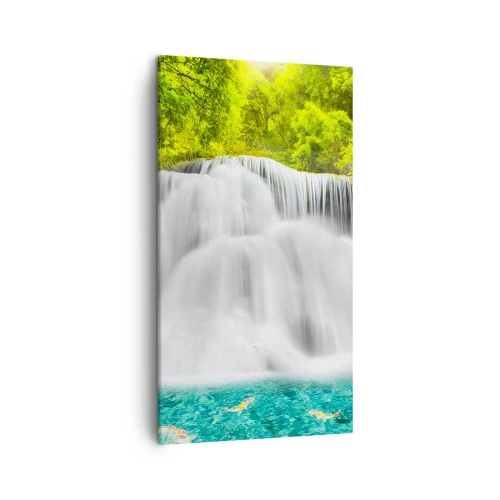 Obraz na plátne - Speneným vodopádom od zelene k modrej - 45x80 cm