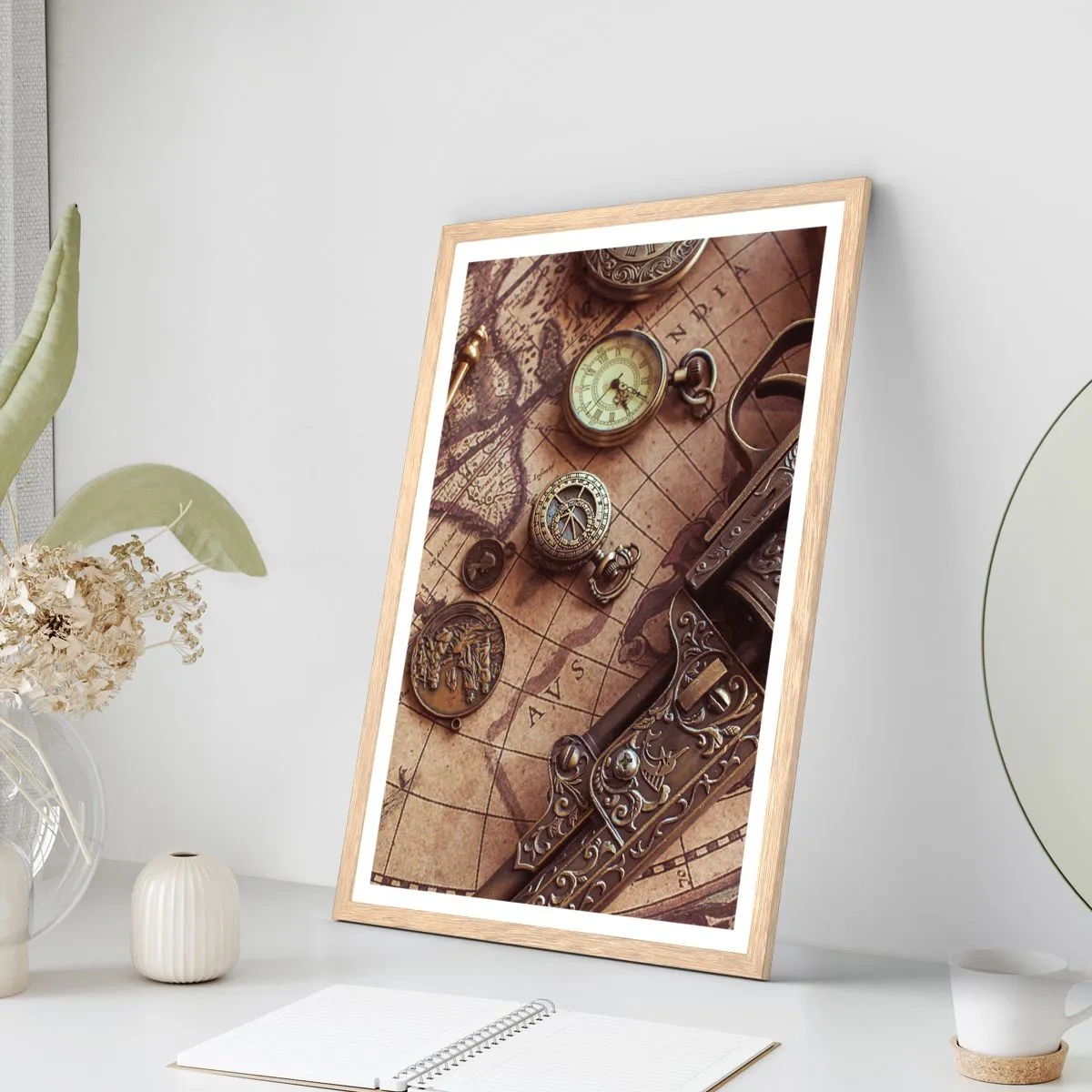 Plagát v ráme zo svetlého duba - Dobrodružstvo volá - 30x40 cm